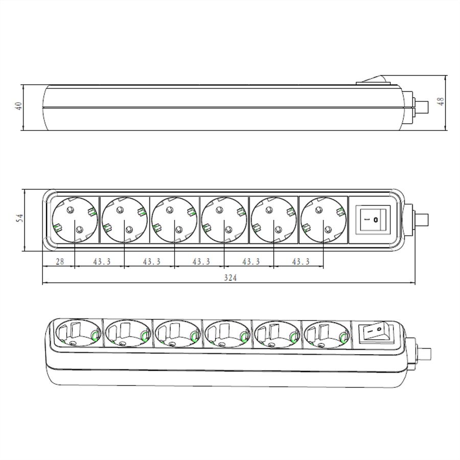 BACHMANN SELLY Steckdosenleiste 6x Schutzkontakt, Schalter, weiß, 1,5 m