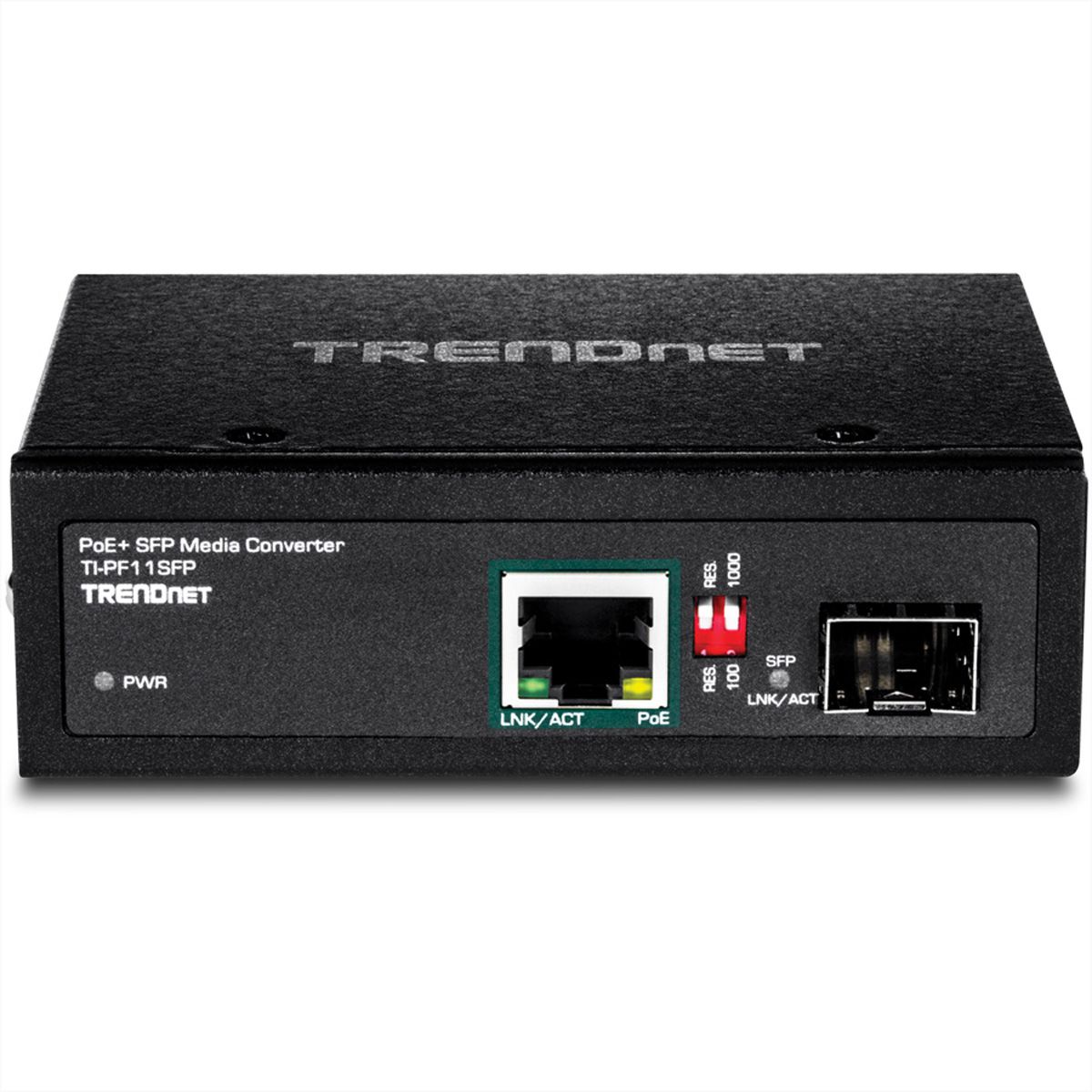 TRENDnet TI-PF11SFP Media Converter Industrial SFP to Gigabit PoE+