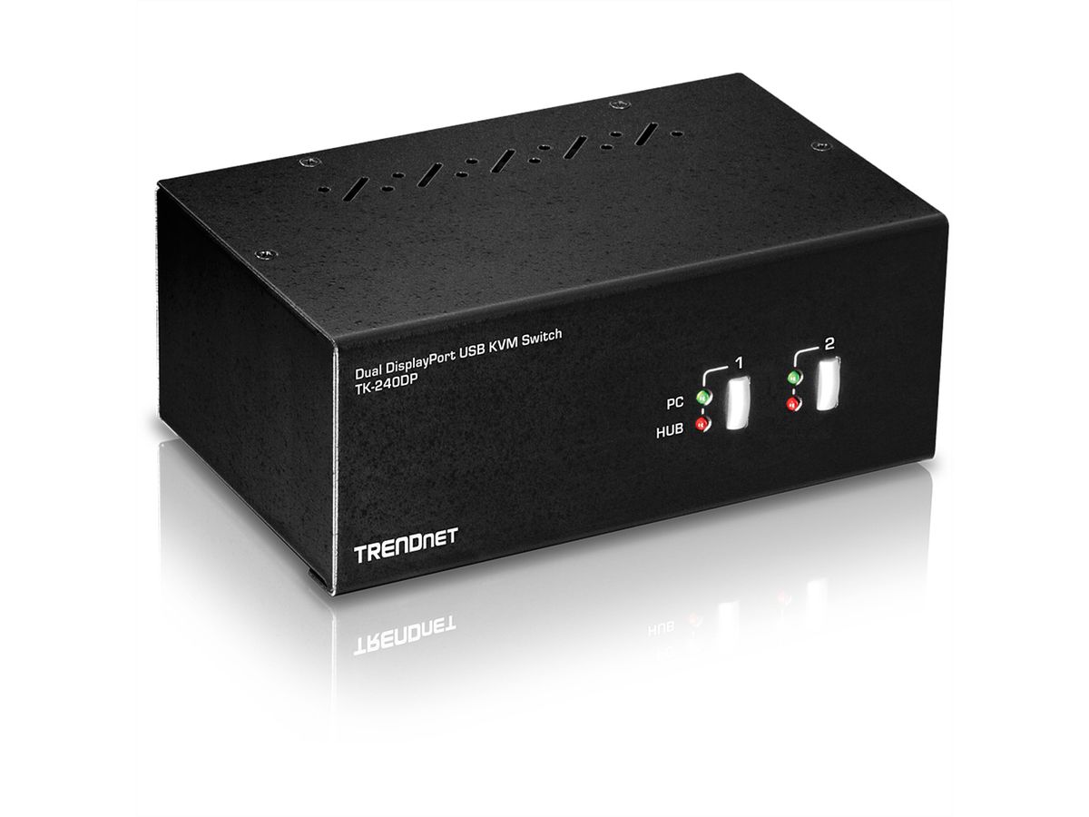 TRENDnet TK-240DP DisplayPort KVM Switch, 2-Port Dual Monitor