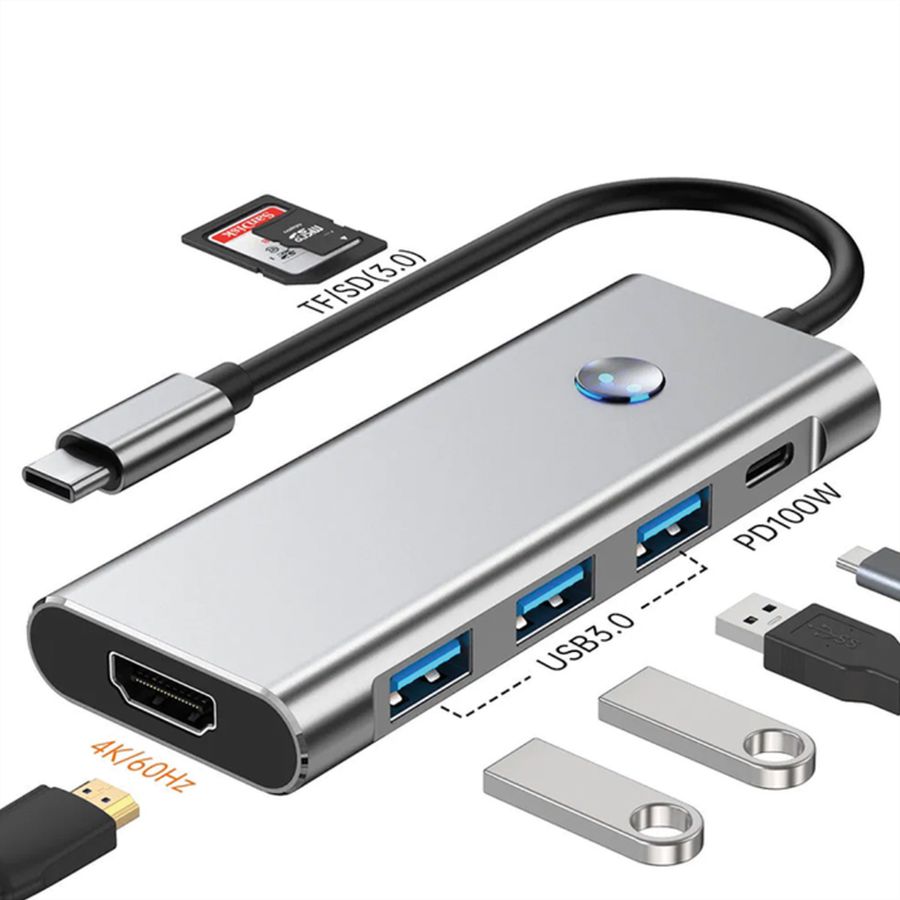 VALUE USB Typ C Docking Station, HDMI 4K60, 3x USB A + Typ C PD, 1x SD/MicroSD (TF)