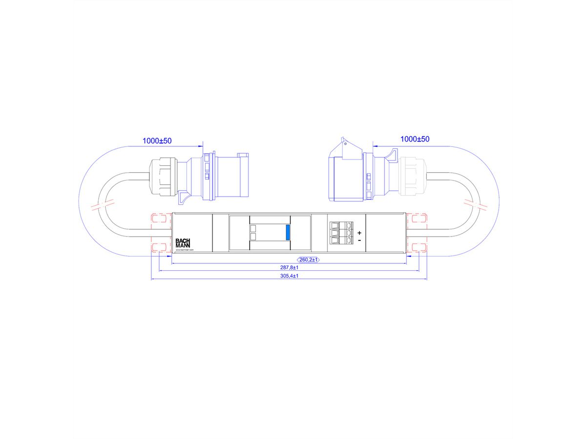 BACHMANN IT PDU Basic Inline SPD, 16A ÜSS 1m H05VV-F 3G2,5mm CEE 16A