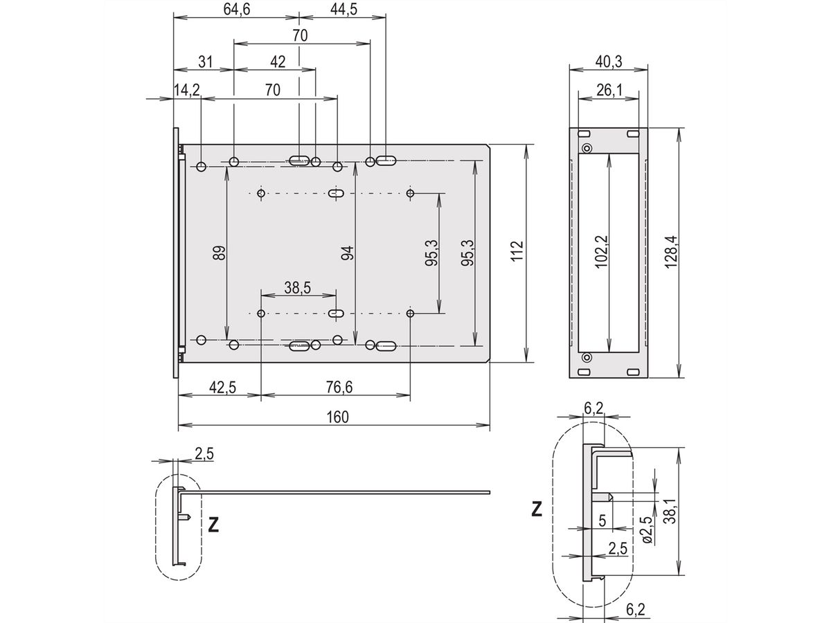 SCHROFF Laufwerkkassette mit U-Frontprofil geschirmt 1 x 3 1/2", 3 HE vertikal - LAUFWERKSKAS.3HE 8TE 3,5"