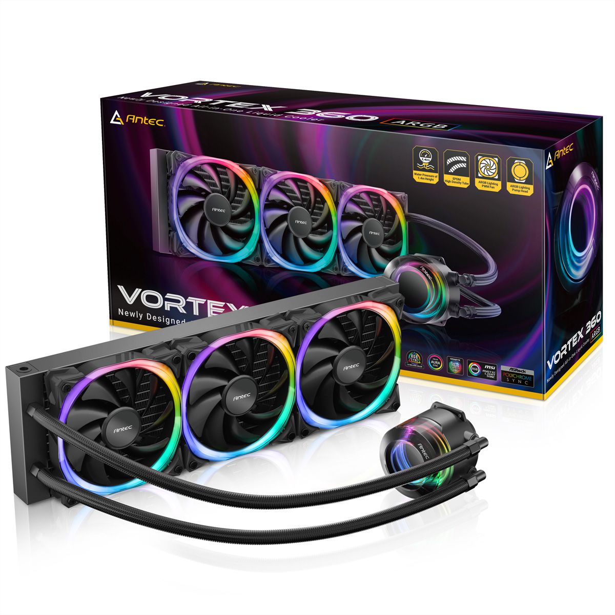 ANTEC Vortex 360 ARGB Prozessorlüfter Wasserkühlung, schwarz