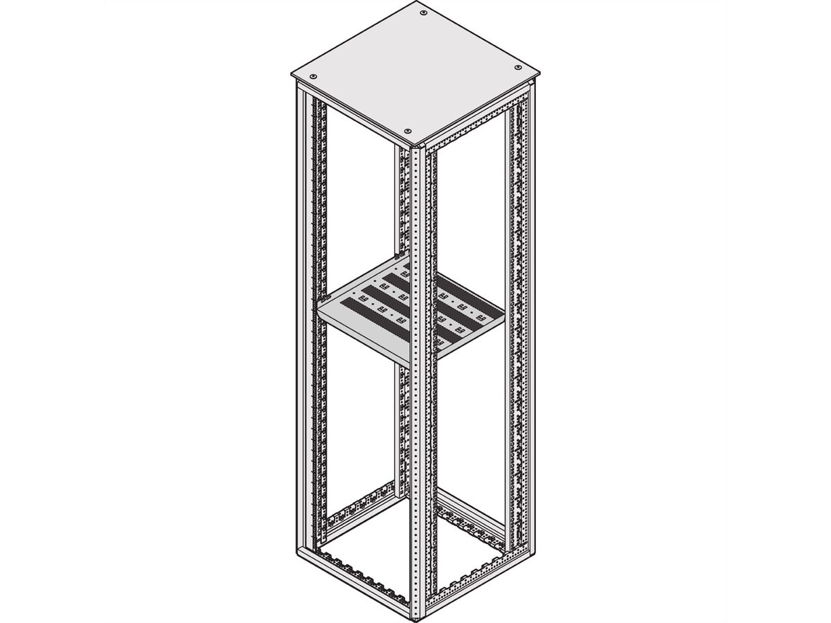 SCHROFF 19"-Fachboden stationär - 19"FACHB.STAT. 500T RAL7035