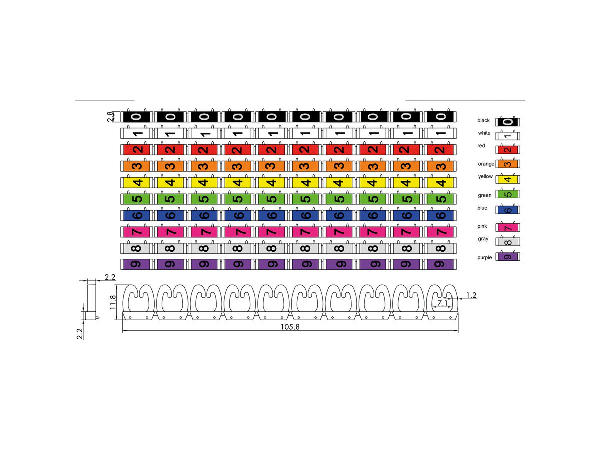 VALUE Kabelmarkierungsset für Patchkabel, 5 - 6,5mm, 10 x 10 St., mehrfarbig