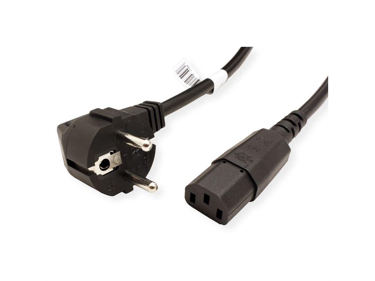 BACHMANN Netzkabel, gerade IEC-Buchse, H05VV-f 3G 1,5mm², schwarz, 2 m