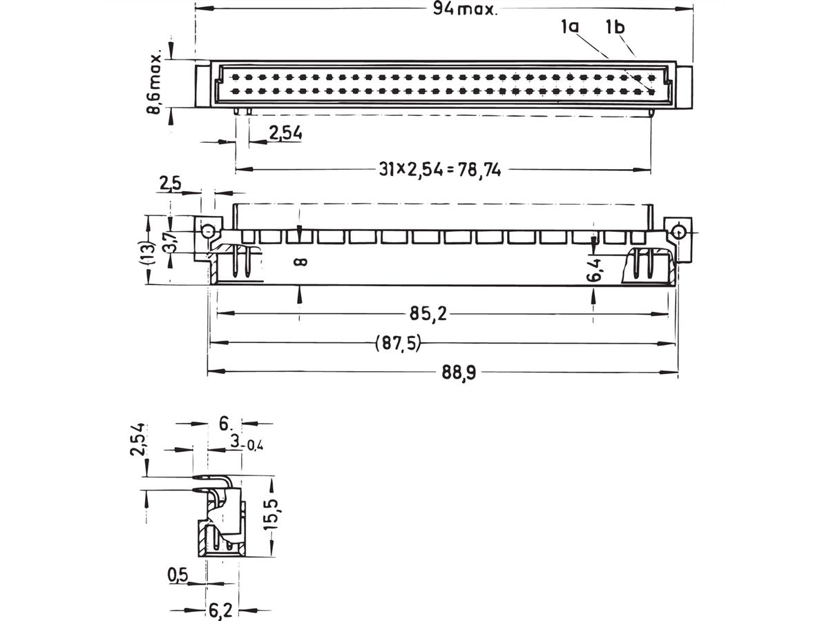 SCHROFF Messerleiste - MESSERLEISTE DIN41612 FORM B