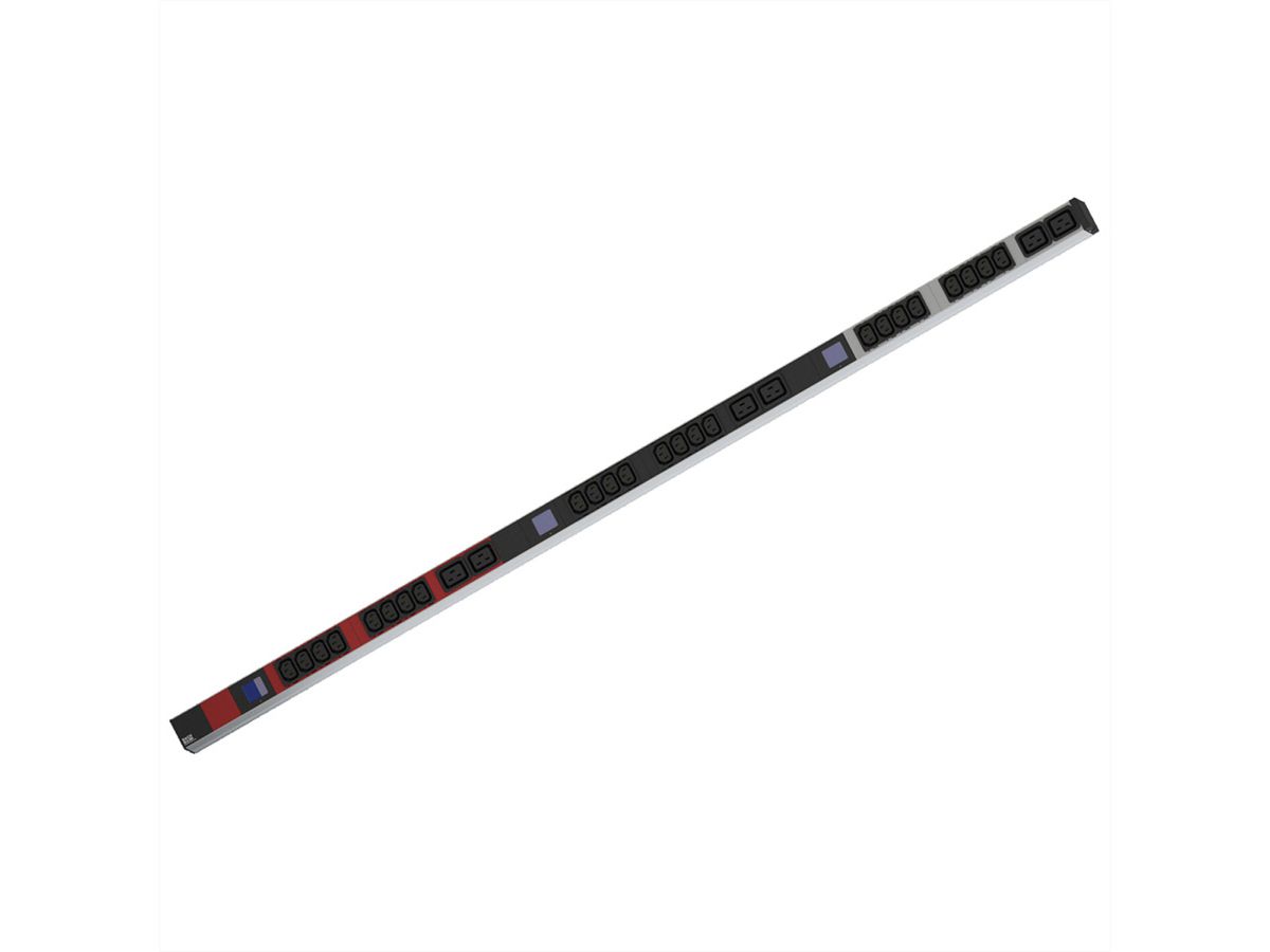 BACHMANN BN0500 19" PDU 1HE 24xC13 6xC19, Leistungsmessung, Anschluss CEE 3x16A, rot