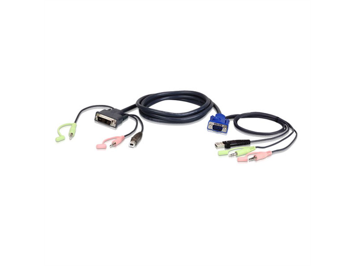 ATEN 2L-7DX3U KVM-Kabel VGA zu DVI 3m, schwarz, 3 m