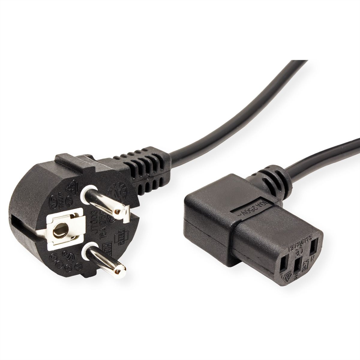 VALUE Netzkabel, abgewinkelte IEC-Buchse, schwarz, 1,8 m