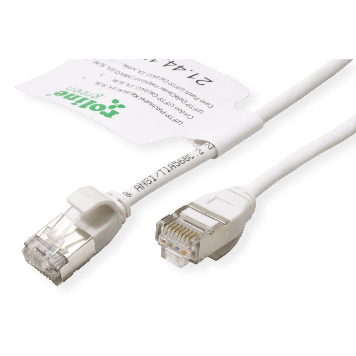 ROLINE GREEN U/FTP Patchkabel Cat.6A (Class EA), LSOH, slim, weiß, 0,5 m