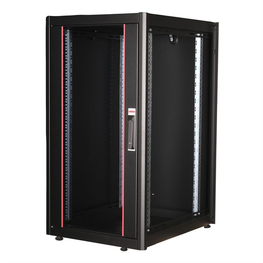 ROLINE 19-Zoll Netzwerkschrank Basic 22 HE, 600x800 BxT Glastür schwarz