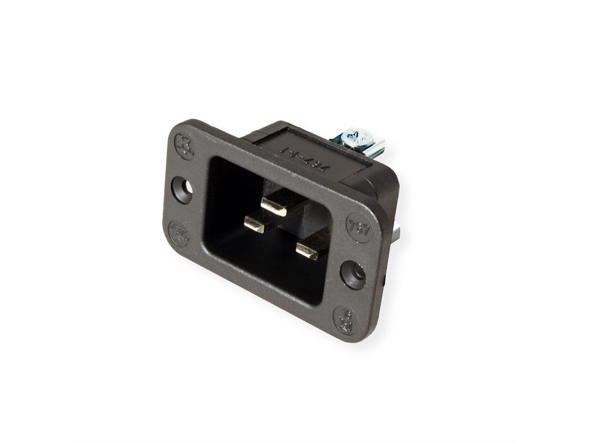BACHMANN Kaltgeräteeinbaustecker IEC320 C20, schwarz, Thermoplast,Schraubanschluss
