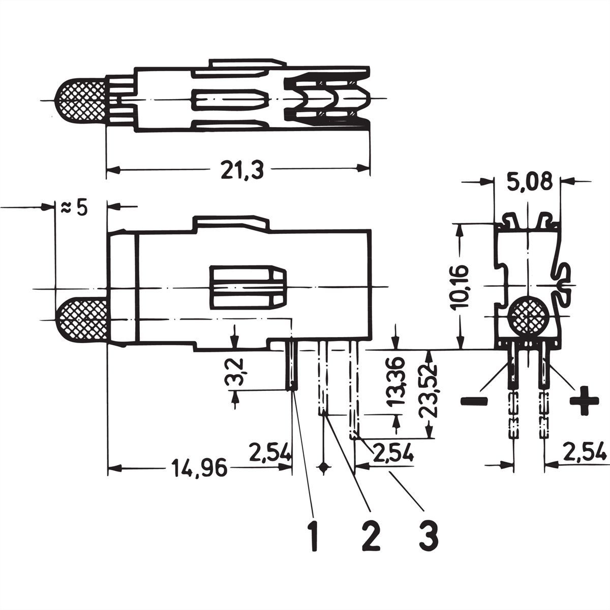 SCHROFF Einfach-LED, lange Bauform, x 3,2 mm - LEUCHTDIODE 3,2 RT 1.EBENE