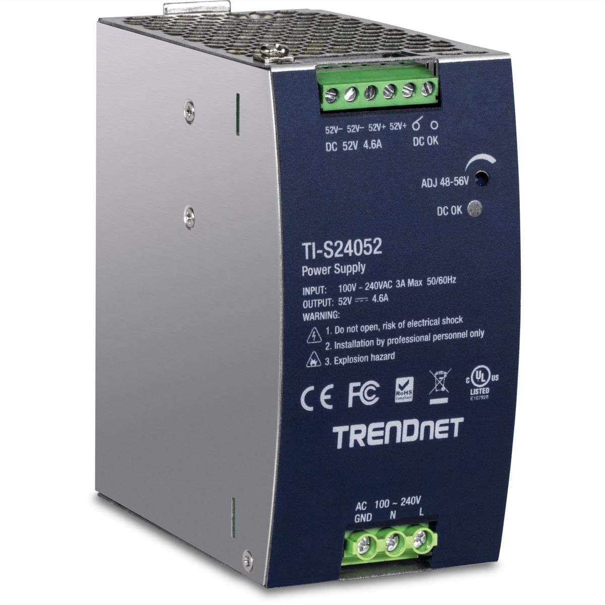TRENDnet TI-S24052 DIN-Rail Power Supply, 240W, 52V DC, 4.61A AC zu DC mit PFC
