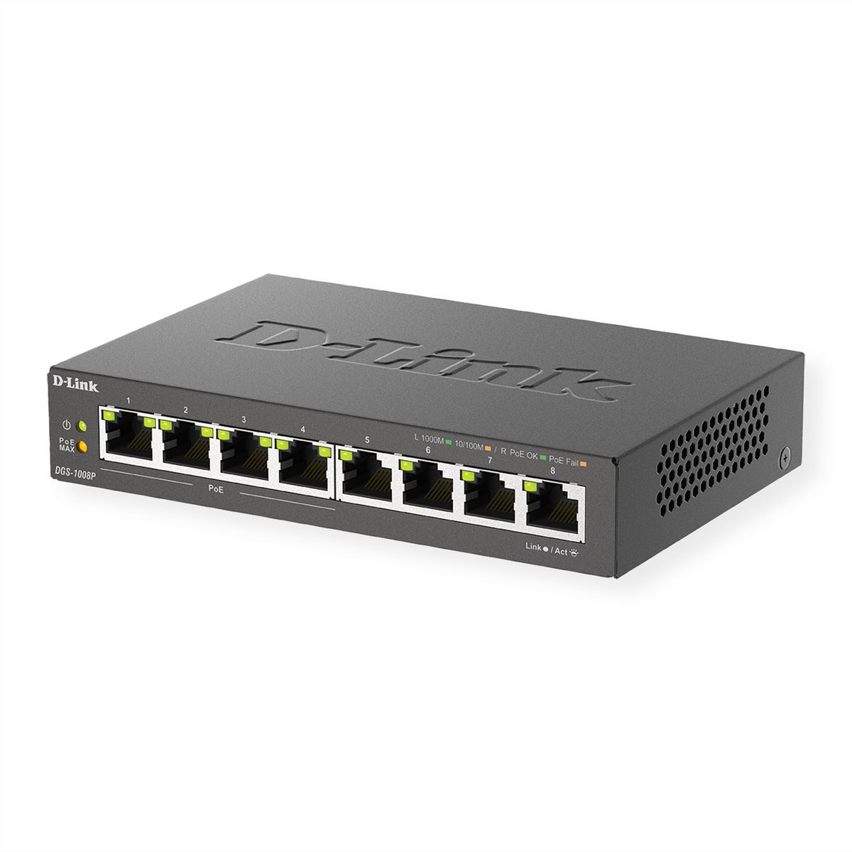 D-Link DGS-1008P 8-Port Gigabit PoE+ Unmanaged Desktop Switch