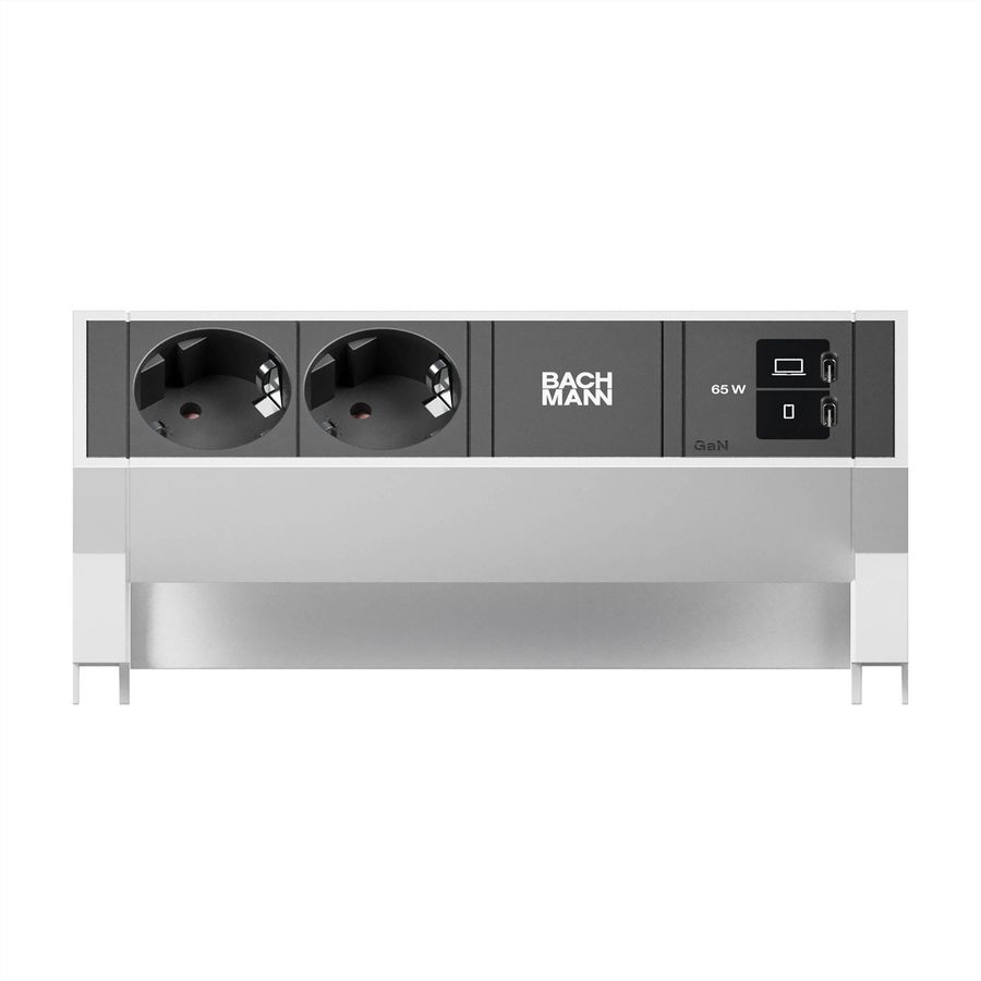 BACHMANN DESK2 2xCEE7/3 1xUSB C/C 65W, L=0,2m INOX