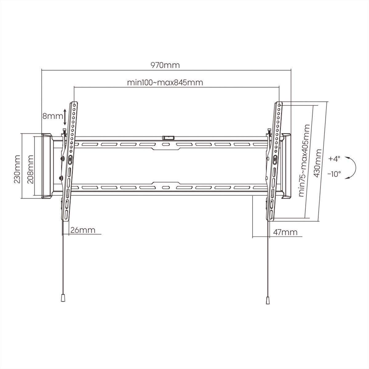 VALUE TV-Wandhalterung, neigbar, 43-90 Zoll, bis 75 kg