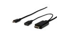 ROLINE USB Typ C - HDMI + USB C (PD) Adapterkabel, ST/ST+BU, 2 m