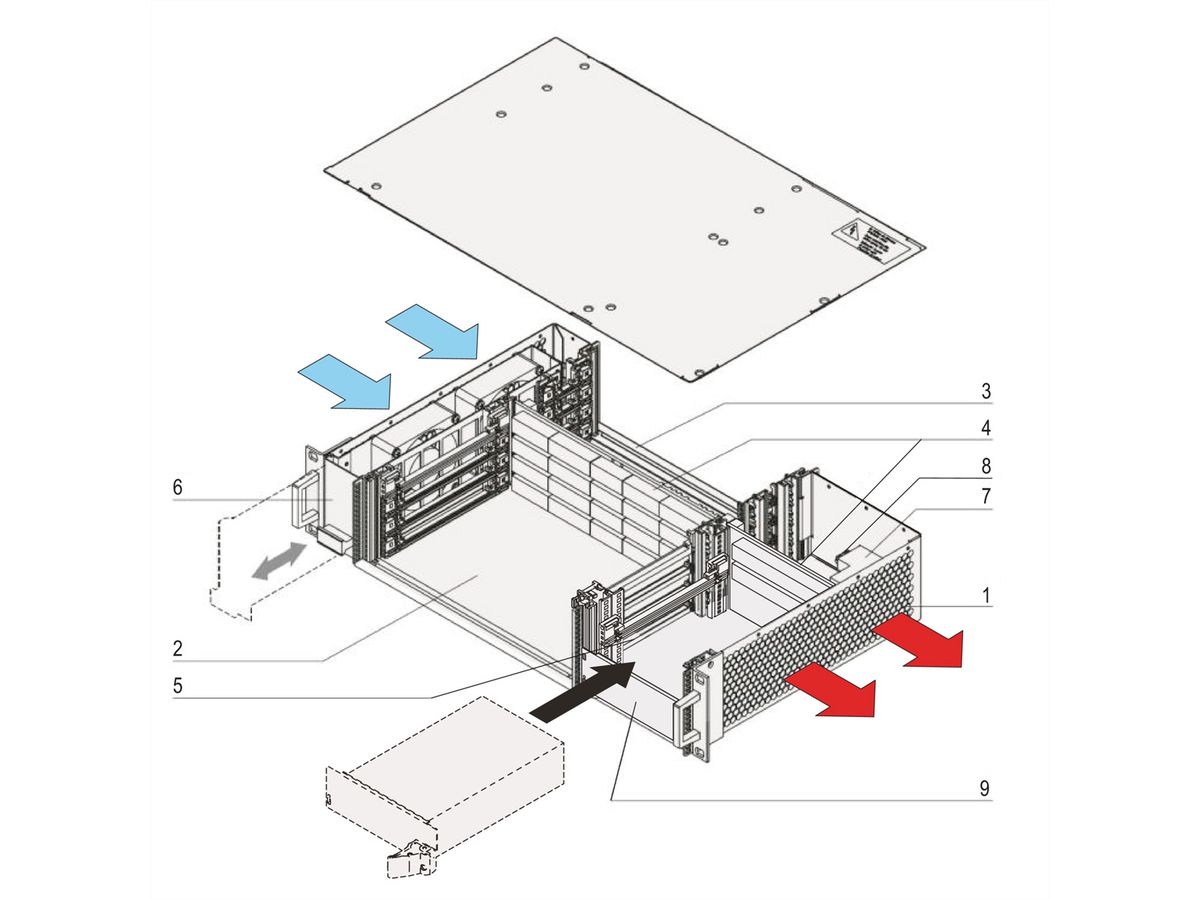 SCHROFF 2 HE, 4 Slot, mit Rear I/O, für 19"-Netzgerät - BGTR 2HE 275T 4SL CPCI 19"