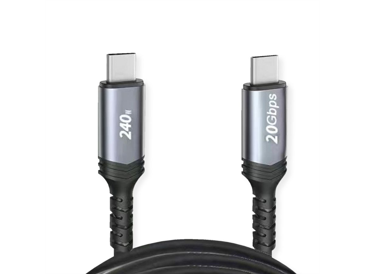 VALUE USB4 Gen2x2 Kabel, C–C, ST/ST, 20Gbit/s, 240W, schwarz, 2 m