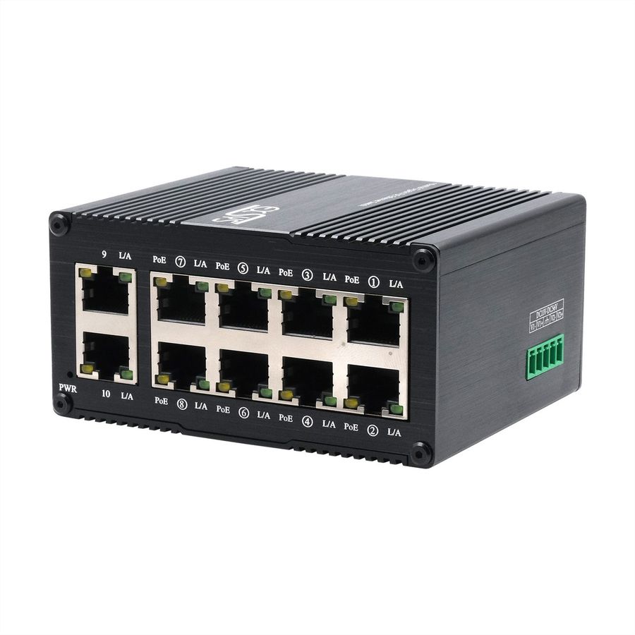 EXSYS EX-62026PoE 10-Port Industrie-Ethernet-PoE-Switch, 8x PoE + 2-Port 10/100/1000Tx