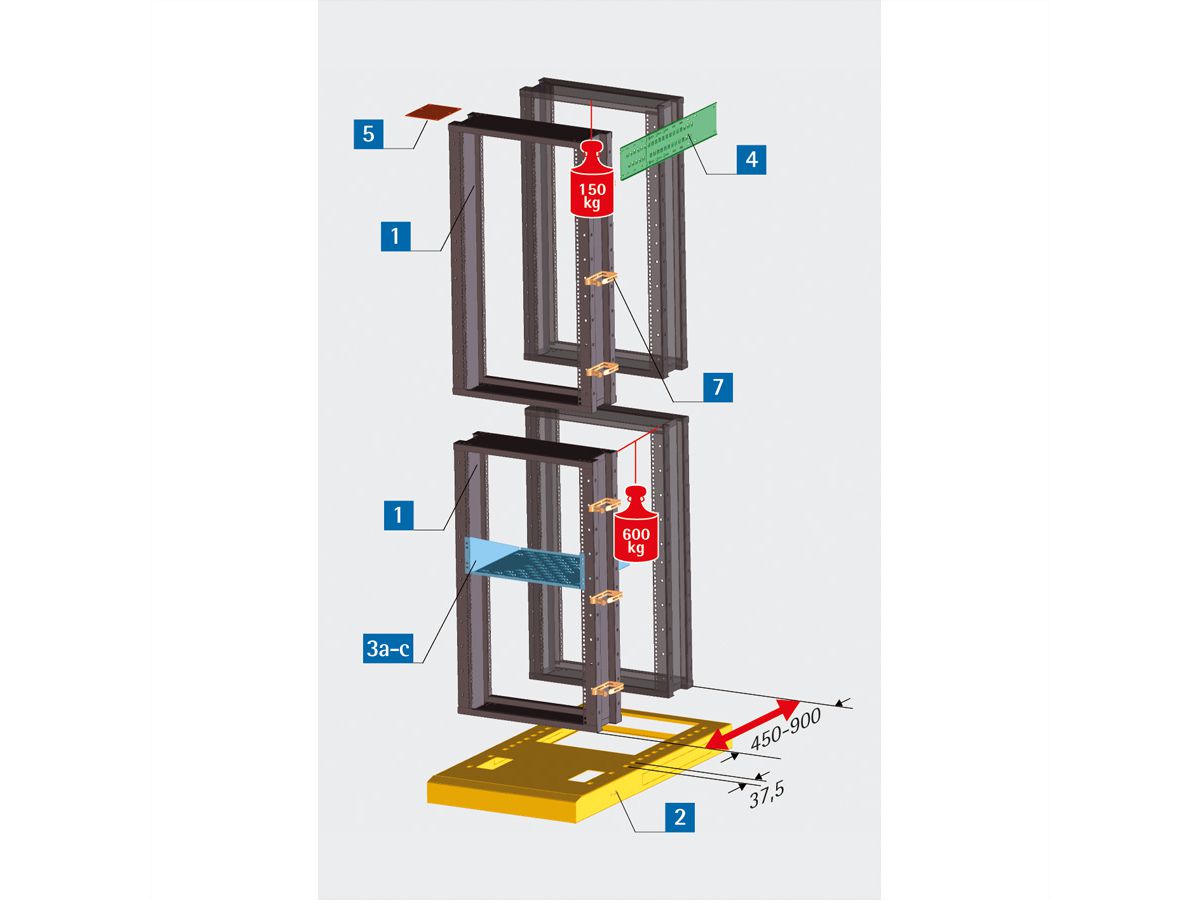 19"-Verteilergestell 42 HE, 2100x600x1100mm, mit Sockel