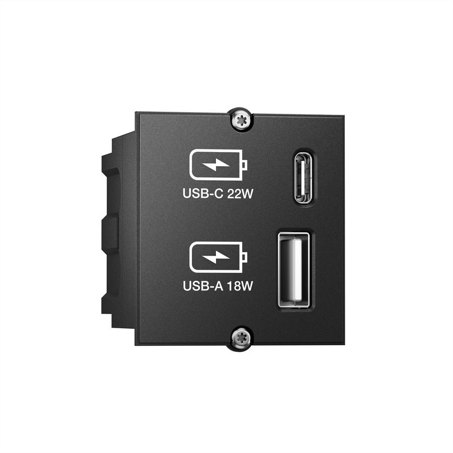 BACHMANN Custom Modul USB Charger Typ A & C 22W, Quickcharge, schwarz