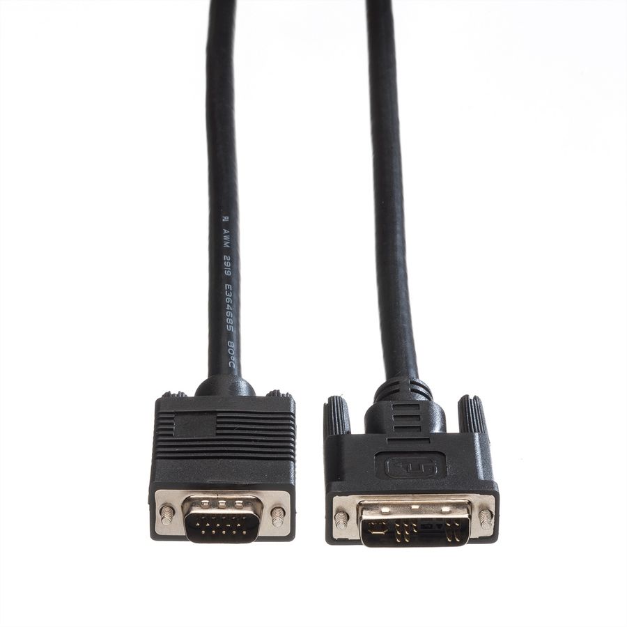 ROLINE DVI-VGA-Kabel, DVI (12+5) ST - HD15 ST, 5 m