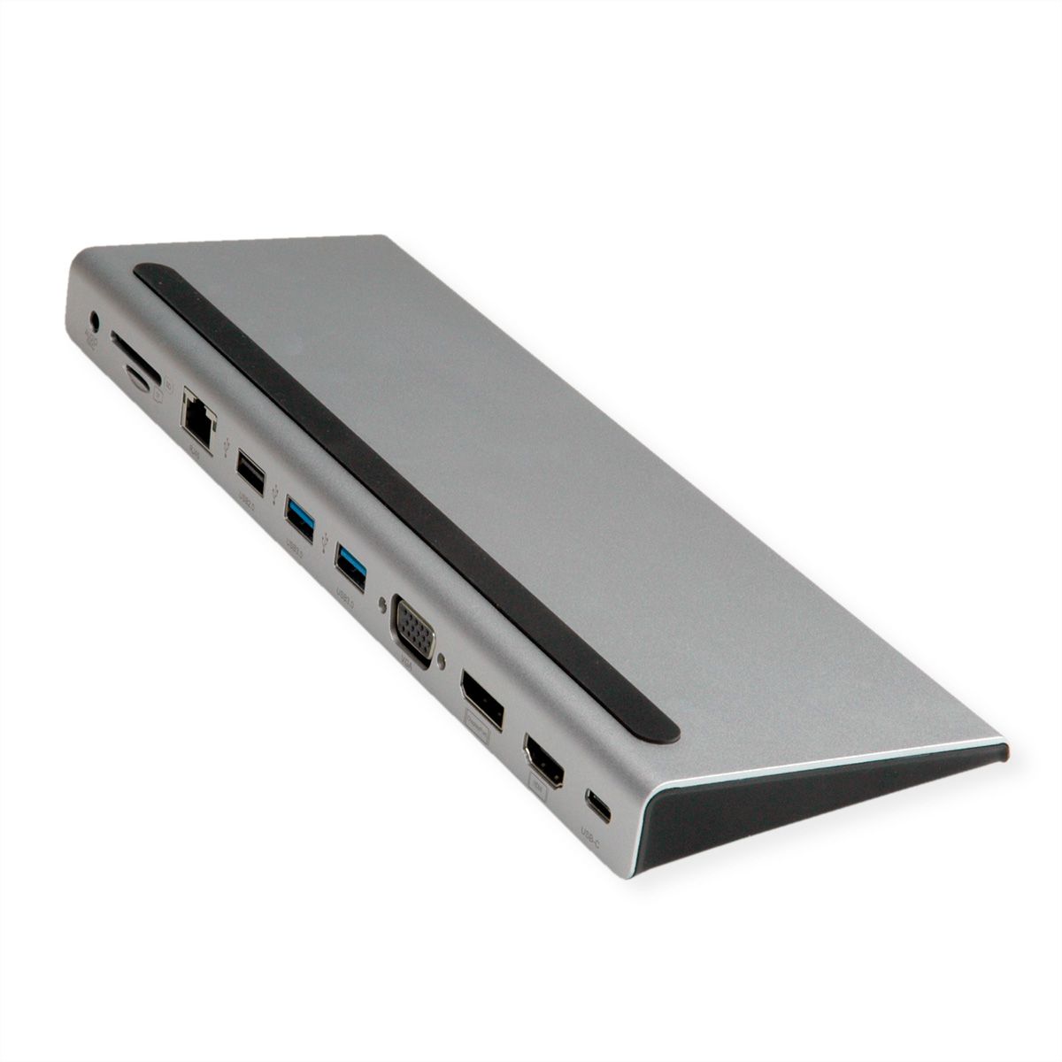 VALUE USB-C Multiport Docking Station, 4K HDMI/DP, VGA, USB, Card Reader, PD, LAN, Audio