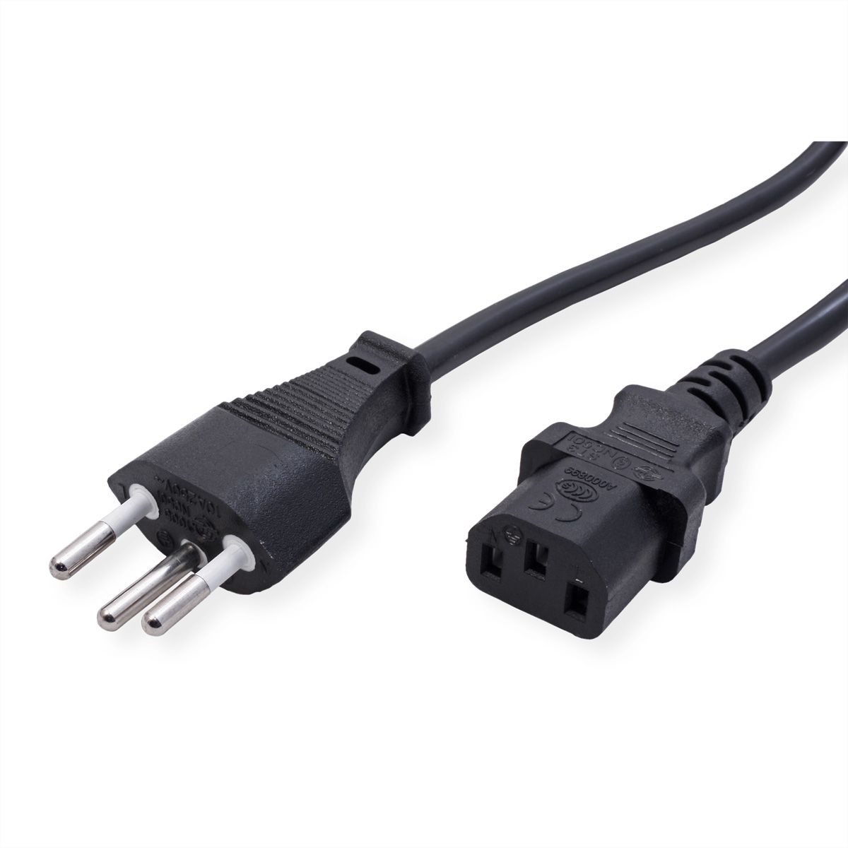 VALUE Netzkabel T12 auf C13, schwarz, 1,8 m