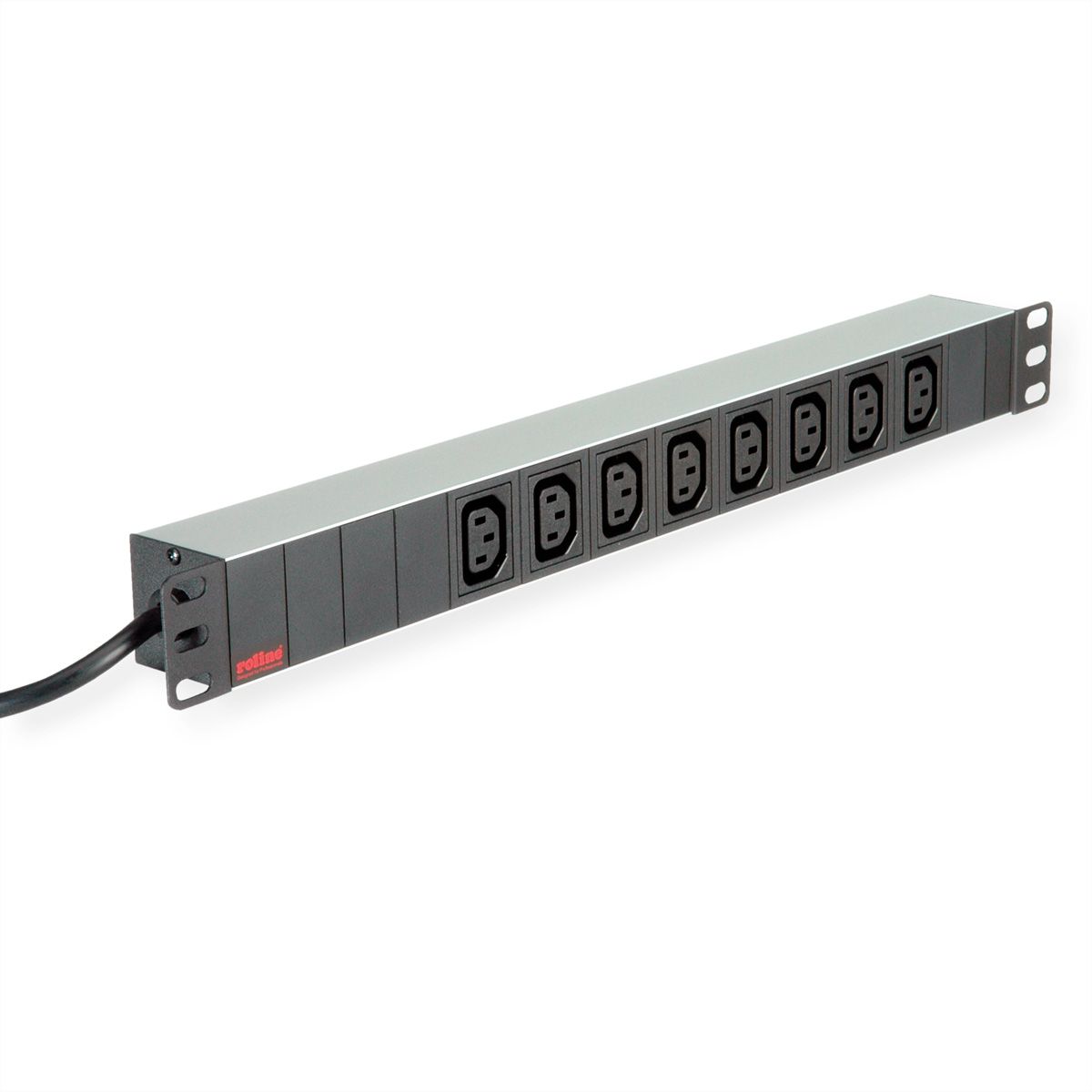 ROLINE 19-Zoll-Steckdosenleiste 8fach C13, Schutzkontakt-Stecker, silberfarben, 2 m