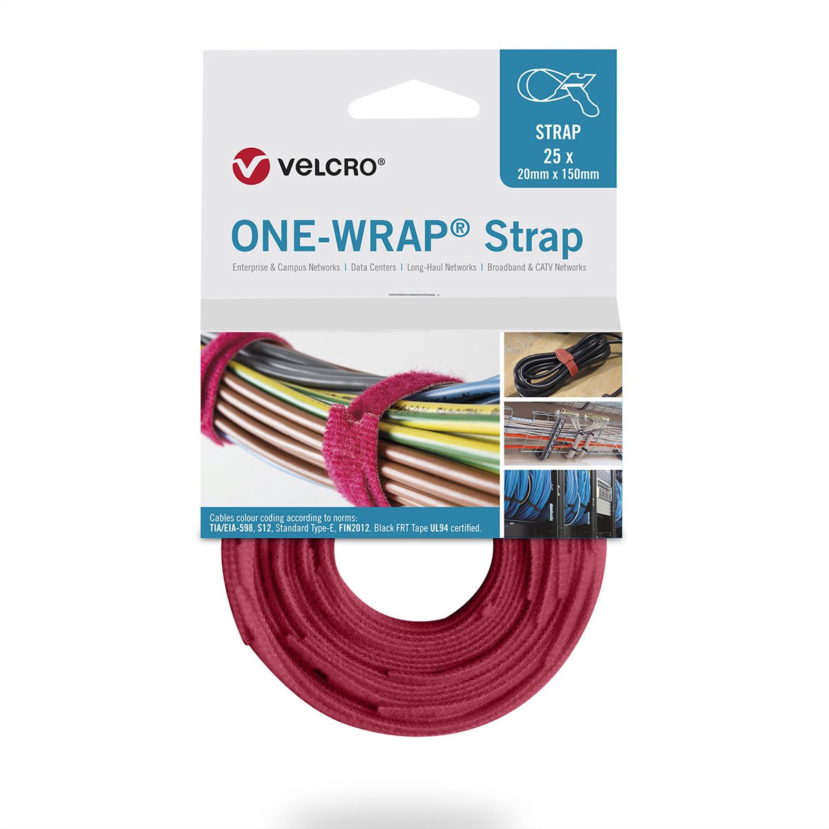VELCRO® One Wrap® Strap 13mm x 200mm, 25 Stück, rot
