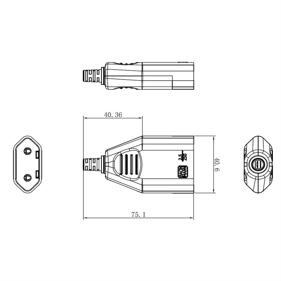 BACHMANN Euroflachkupplung schwarz, Schraubanschluss VE 3 Stk. im Polybeutel