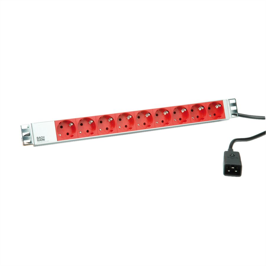 BACHMANN 19" Steckdosenleiste 9x Schutzkontakt C20-Stecker, silberfarben