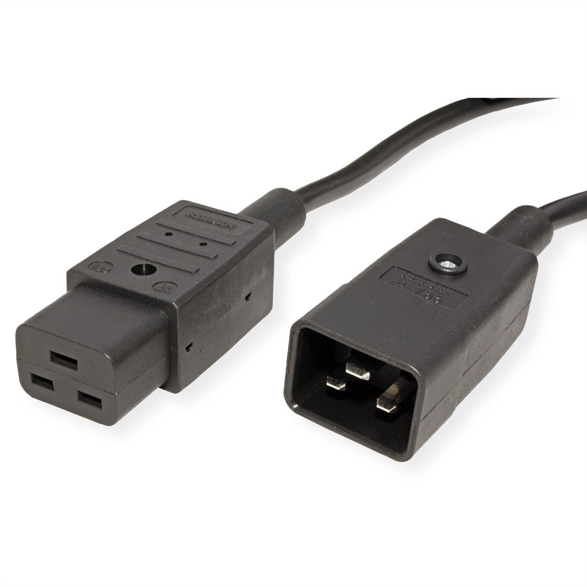 BACHMANN Netzkabel IEC320/C19-C20 16A/250V Kaltgeräteanschluss, schwarz, 0,5 m