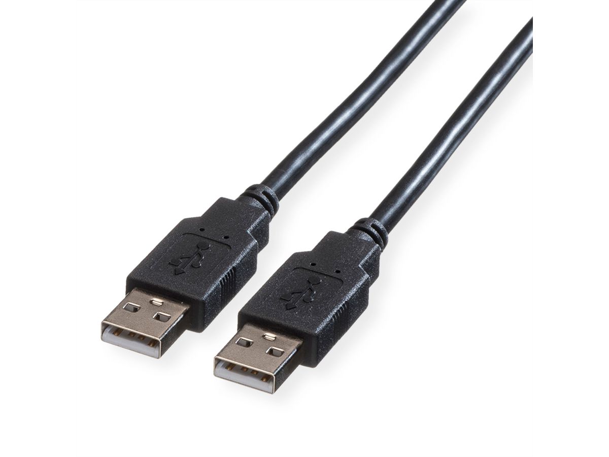 ROLINE USB 2.0 Kabel, Typ A-A, Typ A-A, schwarz, 0,8 m