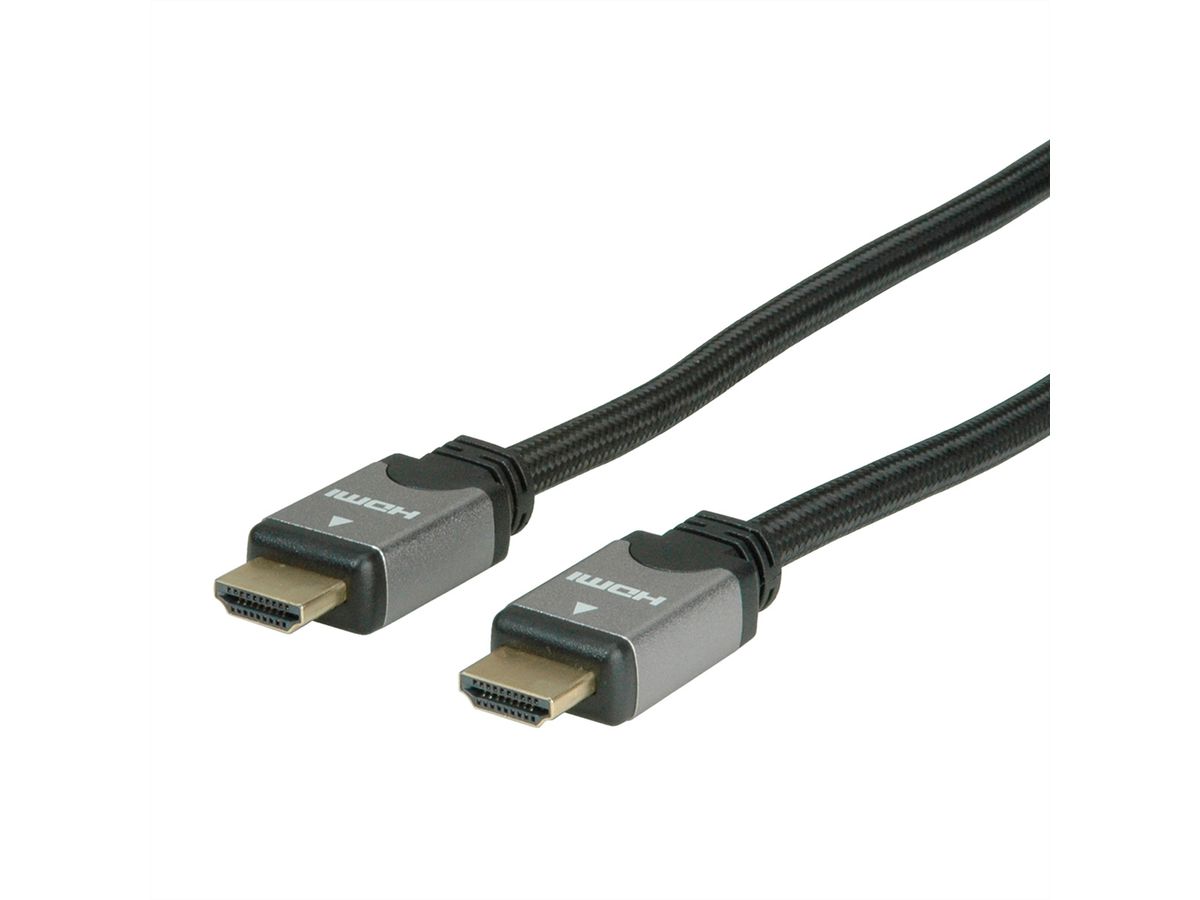 ROLINE HDMI High Speed Kabel mit Ethernet, ST-ST, schwarz / silber, 2 m