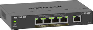 NETGEAR GS305EP Switch 5 Port Gigabit Ethernet LAN PoE Switch Plus (mit 4x PoE+ 63W, Managed Netzwerk Switch mit IGMP Snooping, QoS, VLAN, lüfterloses Metallgehäuse)