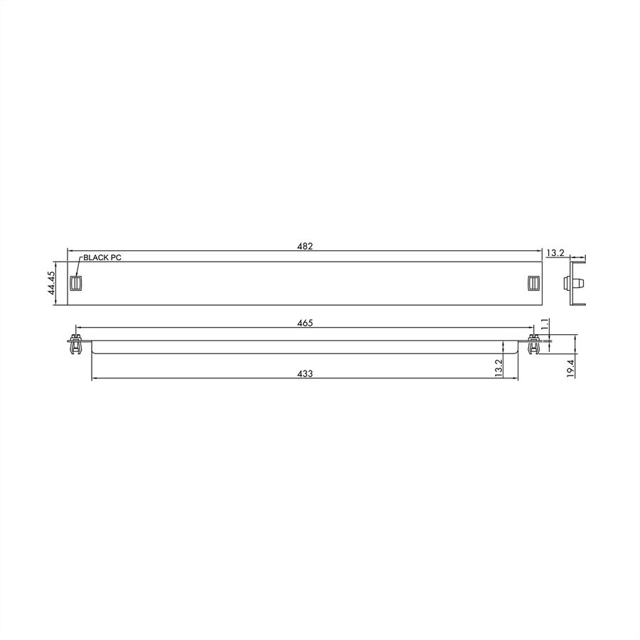 VALUE 19-Zoll-Blindplatte Snap-in, 1 HE, schwarz