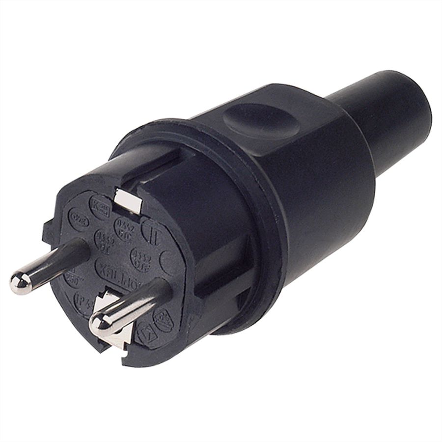 BACHMANN Vollgummi Stecker, deutsch-franz. System, IP44, schwarz