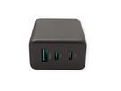 VALUE USB Charger mit Euro-Stecker, 3-Port (Typ-A, 2x Typ-C), 65W, GaN