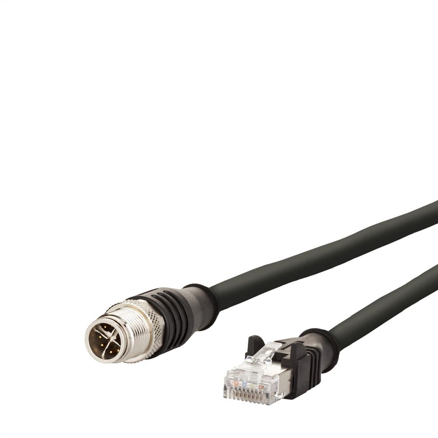 METZ CONNECT Verbindungsleitung M12 ST-RJ45 ST, 4-polig X-kodiert, schwarz, 10 m