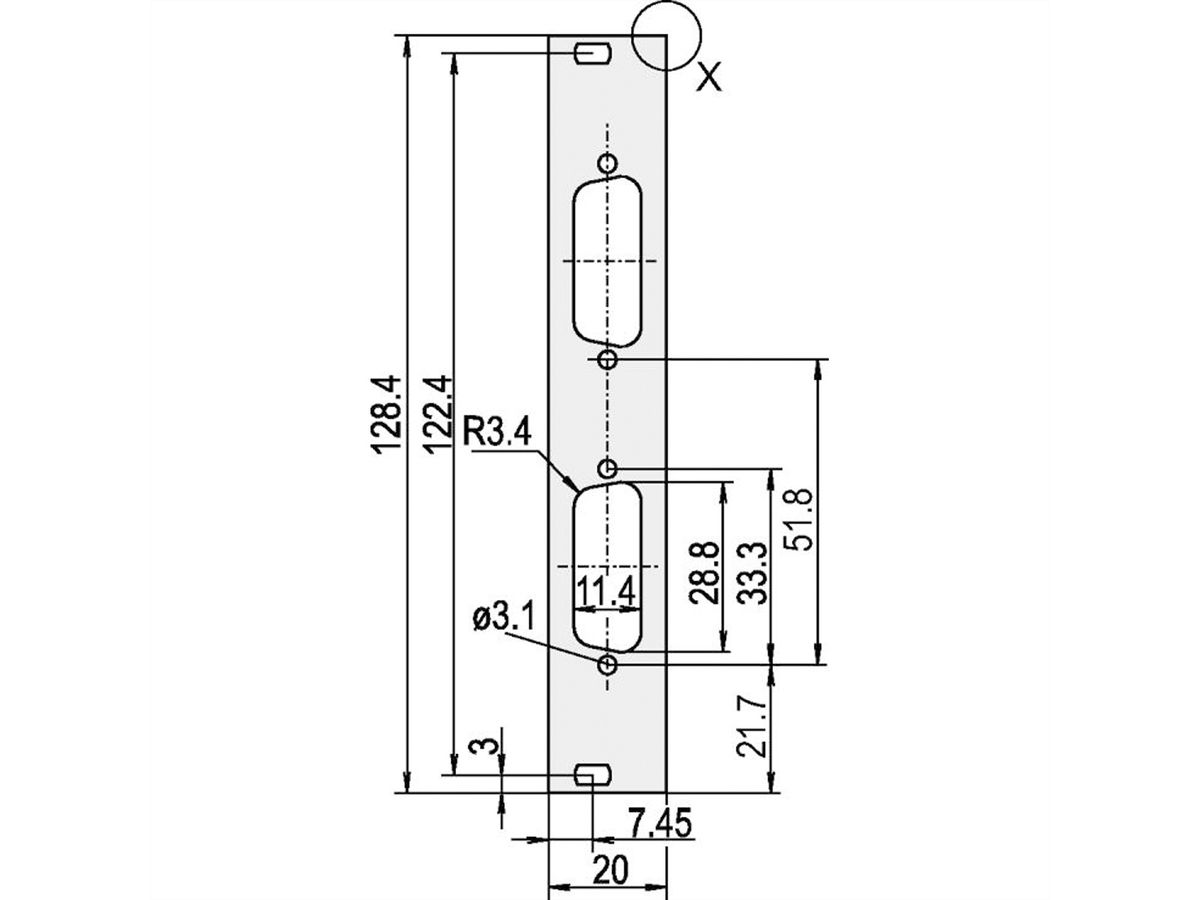 SCHROFF Frontplatten für D-Sub Steckverbinder - FRONTPR. 3HE 4TE 2X15 POLIG