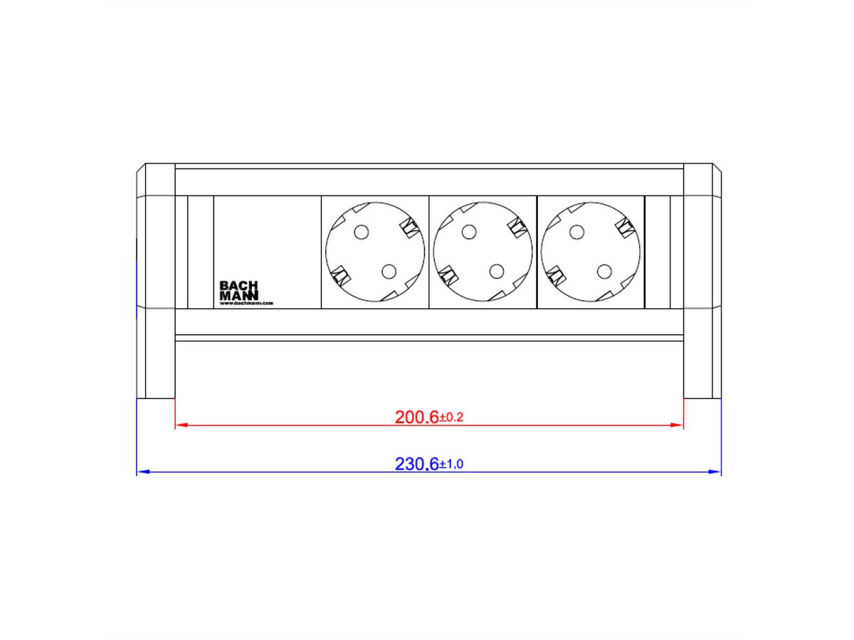 BACHMANN DESK 3x Schutzkontakt, mit Haltewinkeln