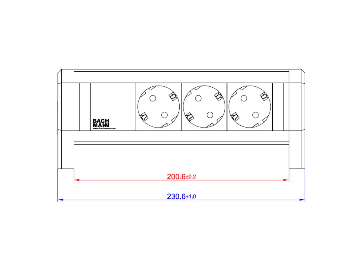 BACHMANN DESK 3x Schutzkontakt, mit Haltewinkeln