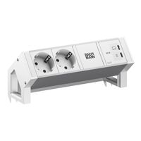 BACHMANN DESK2 ALU WHITE 2xCEE7/3, 1xUSB C/C 65W L=0,2m RAL9010