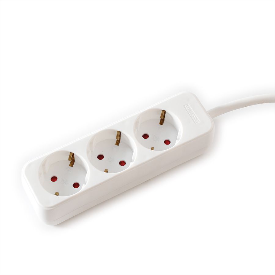 VALUE 3-fach Steckdosenleiste ohne Schalter, weiß, 3 m