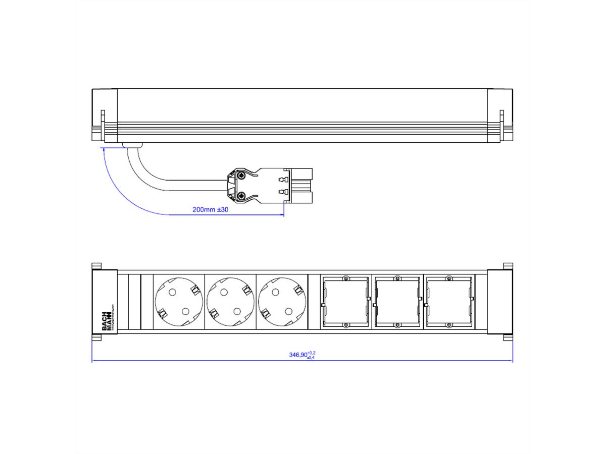 BACHMANN POWER FRAME Large 3x Schutzkontakt 3x ABD