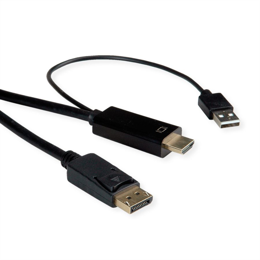 ROLINE HDMI-Kabel UltraHDTV - DisplayPort, ST/ST, schwarz, 1 m